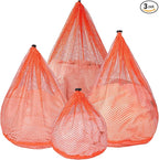 4Pcs Mesh Laundry Bags Washing Machine Mesh Wash Bags for Clothes,Underwear,Lingerie, Bed Linen with Drawstring Closure Sturdy(4 Size, Orange)