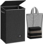 SOLEDI Laundry Hamper with Lid 90L Large & Tall Collapsible Laundry Basket, Clothes Hamper with Bag Removable Easy to Carry, Dirty Hampers for Bedroom, Bathroom, Dorm, College, Dark Grey