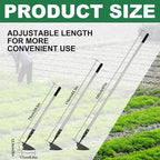 Warren Hoe, Carbon Steel Triangle Garden Hoe with Stainless Steel 57" Adjustable Long Handle, Heavy Duty Gardening Hand Tools Hoe for Ridging Weeding Digging Loosening Edging Soil, Balck