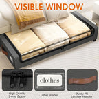 SpaceHacks Under Bed Storage with Wheels 3Pack Storage Containers with Clear Window&Label Under Bed Drawers Rolling Under Bed Storage for Clothes,Shoes, Blankets (30.71 x 16.93 x 6.69 in, Dark Grey)