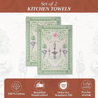 Maison d' Hermine Kitchen Towels Set of 2 100% Cotton 27.50" x 20" Reusable Cloth Tea Dish Towels Absorbent with Hanging Loop for Kitchen, Home, Dining, Cocktail Parties Spring/Summer (Jardin Du Roy)