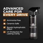 Ceramic Glass Cleaner, 16 oz - Streak-Free Formula for Automotive Glass, Enhanced with Ceramic Protection