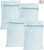4 Piece Blue Small, Durable Organic Cotton Mesh Laundry Bag with Strong Zipper and Breathable Mesh, Delicate Laundry Bag for Underwear, Clothes, Pants and Socks
