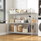 3- Shelf Metal Shelving Unit 35.6Wx14Dx36H,Adjustable Storage Shelves Heavy Duty Garage Steel Shelving for Office,Wire Rack Small Shelf for Kitchen Shelves Laundry Bathroom Pantry Closet,Chrome,2pc