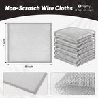 Orighty 24 Pcs Multipurpose Wire Dishwashing Rag, Non-Scratch Wire Dish Cleaning Cloths for Wet and Dry, Reusable Steel Scrubber for Kitchen, Powerful Dishcloth Rag for Cookware, Dish, Stove-7"x8"