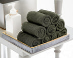 Utopia Towels 24 Pack Cotton Washcloths Set, 100% Ring Spun Cotton, Premium Quality Flannel Face Cloths, Highly Absorbent and Soft Feel Fingertip Towels, Dusty Olive