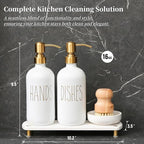 MOMEEMO Gold Soap Dispenser Set Comes with Stainless Steel Pumps, Instant Dry Tray, and Dish Scrub Brush, Suitable for Kitchen Decor and Accessories. (Gold)
