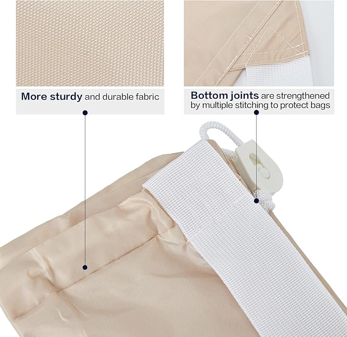 HOMEST 2 Pack XL Nylon Laundry Bag with Strap, Large Dirty Garments Organizer, Easy Fit a Hamper or Clothing Basket, Can Carry Up to 4 Loads of Clothes, Beige
