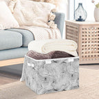 senya Large Storage Bins with Linen Collapsible Foldable Storage Cubes Fabric Closet Organizer Containers box with Flip-Top Lid for Home Bedroom Office 16.7 x 12.6 x 11.8in (Line)