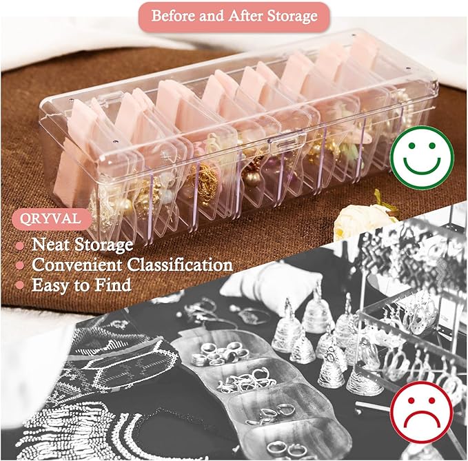 Jewelry Organizer and Storage Box with 24 EVA Anti Tarnish Bags, Travel Acrylic Case for Earrings, Necklaces & Rings, Elegant Gift for Women & Girls (S&Organizer(Brown))
