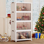 Jalove 120Gal Large Storage Bins with lids, 480QT Plastic Stackable Storage Containers with Wheels, Collapsible Closet Organizer and Storage Drawers,Clothes Organization for Cabinet Home, 4Pack White