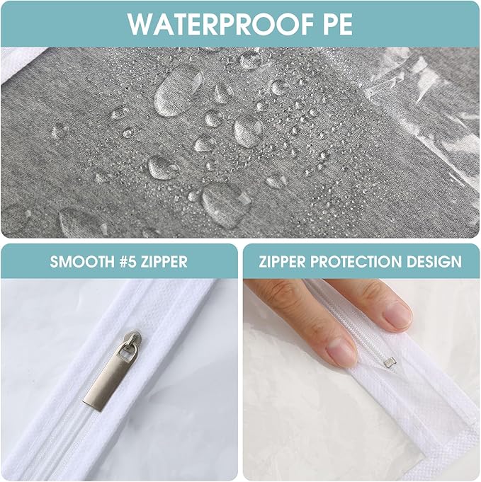 All Clear Garment Bags for Hanging Clothes, 48" Suit Bags for Closet Storage, Plastic Dustproof Suit Cover Bags, Clothes Protectors Bag with zipper for Coats, Jackets, Shirts（10 Packs）