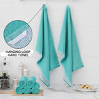 Homaxy Premium Kitchen Towels(18”x 28”, 12 Pack), Large Cotton Kitchen Hand Towels, Flat and Terry Dish Towels, 380 GSM Highly Absorbent Tea Towel Set with Hanging Loop, Teal