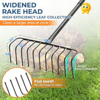56" Rake with Oversize L-Head - Lightweight Tool for Effortless Collecting Cleaning - Sturdy Design for Dethatching, Landscaping, Lawn, Yard, Bushes, Pine Needles, Hay, Leaves, Mulch, Grass
