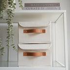Decorative Linen Storage Boxes with Lids - Spacious Set of 2 Organizer Bins for Your Home Decor - The Perfect Small Container to Safely Store Photos, Documents and Memory Box Keepsakes in Style