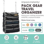 Pack Gear Hanging Suitcase Organizer - Our XL Hanging Luggage Organizer Perfectly Fits Any Suitcase - Our Packing Cubes For Travel Use Mesh Windows to Make Finding Any Outfit Easy (Black, XL)