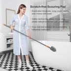 Tile Tub Scrubber Brush with 3 Different Function Cleaning Heads and 56" Extendable Long Handle-No Scratch Shower Scrubber for Cleaning Bathroom Kitchen Toilet Wall,Bathtub,Sink,Grey