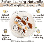WoollyPals Wool Dryer Balls (6-Pack, XL Size)- 100% New Zealand Organic Wool - Sustainable & Eco-Friendly - Dry 1,000 Loads, Replaces Dryer Sheets, Reduces Static Cling, Reusable (Multi Colour)