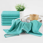 Homaxy Premium Kitchen Towels(18”x 28”, 8 Pack), Large Cotton Kitchen Hand Towels, Flat and Terry Dish Towels, 380 GSM Highly Absorbent Tea Towel Set with Hanging Loop, Teal