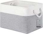 Large Storage Baskets- 15x11x10 inch Storage Bins for Shelves and Closet Organizing, Foldable Fabric Bin for Home Organization Clothes and Laundry (1-Pack, White&Gray)