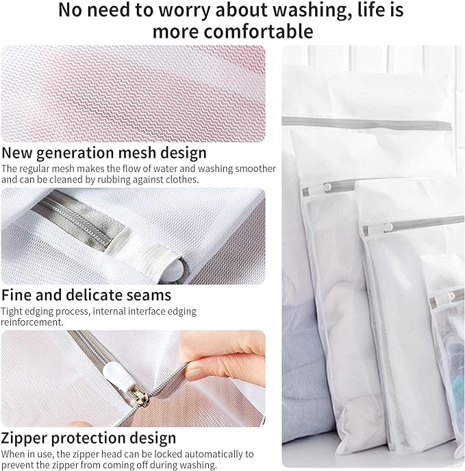 3 Pack Large Mesh Laundry Bags by MDSXO- Fine Durable Lingerie Delicates Bag for Washing Machine 16 * 20 inch [3 Pack]