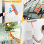 Window Squeegee for Home, Car Windshield Cleaner Tool with Extension Pole 20''-30'', Glass Door and Mirror Washer for Shower Cleaning