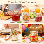 Encheng 25 oz Glass Jars With Airtight Lids And Leak Proof Rubber Gasket,Wide Mouth Mason Jars With Hinged Lids For Kitchen Canisters 750ml, Glass Storage Containers 6 Pack