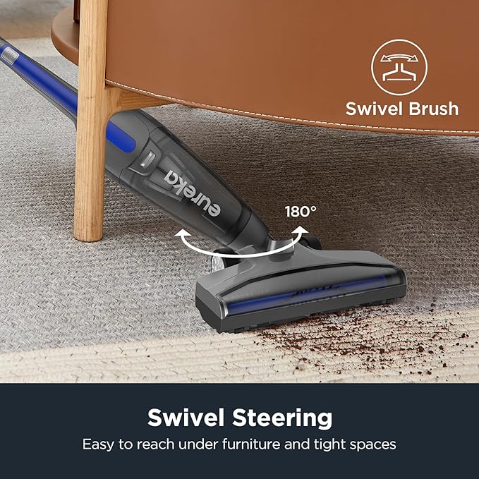 Eureka Corded Stick Vacuum Cleaner for Home Pet Hair, Lightweight Stick Vacuum Cleaner with Powerful Suction for Carpet Tile and Hard Floor, Blue, 3-in-1 Handheld Vac NES312