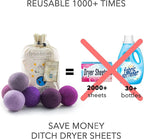 Friendsheep Wool Dryer Balls, Organic Reusable Fabric Softener Alternative for Laundry, Handmade, Fair Trade, Hypoallergenic, Eco-Friendly, Plastic-Free (6 Pack XL - Purple Haze)