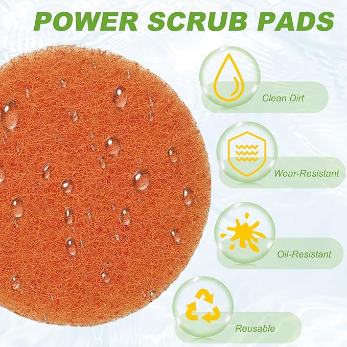 Power Scrub Pads, Scrubbing Pads 2000 Grits Scouring Discs - Fitting for (Home Kitchen Cleaning - Drill Attachment - Scrubber Replacement) 20 Pcs & 2 Inch & Orange