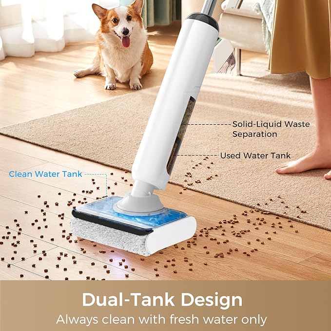 Wet Dry Vacuum Cleaner, 180°Lie-Flat Vacuum Mop All in One with Auto Self-Cleaning, Smart Floor Cleaner Machine for Hard Floor, 35 Mins Runtime, Edge Cleaning, Self-Propelled Vacuum Mop Combo