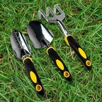 ⭐️ Gardenera 3PC Garden Tool Set with Soft Rubberized Non-Slip Handles - Hand Trowel, Transplant Trowel, Hand Rake in Polished Aluminum - Ideal for All Gardening Needs and The for Gardeners 🎁