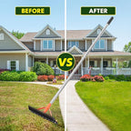 Thatch Rake for Lawns 18 Sharp Tempered Spring Steel Tines Dethatcher Rake Heavy Duty Dethatching Rakes with 62.5" Adjustable Stainless Steel Handle for Lawn Care，Dead Grass, Garden, Yard