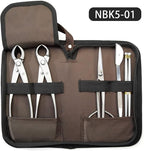 TianBonsai Bonsai Tools 5-Piece Alloy Steel Bonsai tool Kit In Cluding 210mm Long Handle Scissors / 205mm Branch Cutter / 205mm Knob Cutter / 200mm Straight Root Hook/Tweezers (NBK5-01)