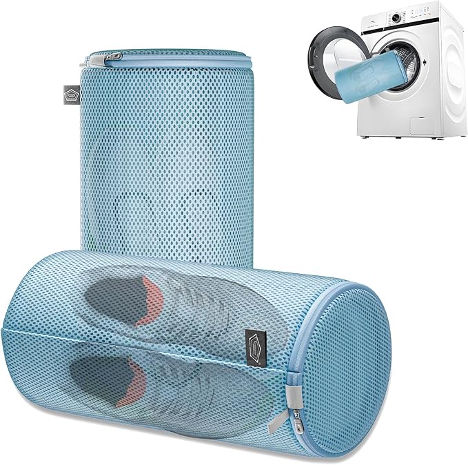 Kimmama Shoe Washing Machine Bag,Laundry Shoes Bags,Sneaker Wash Protector Sack,Sandwish Mesh,Blue,8x15"