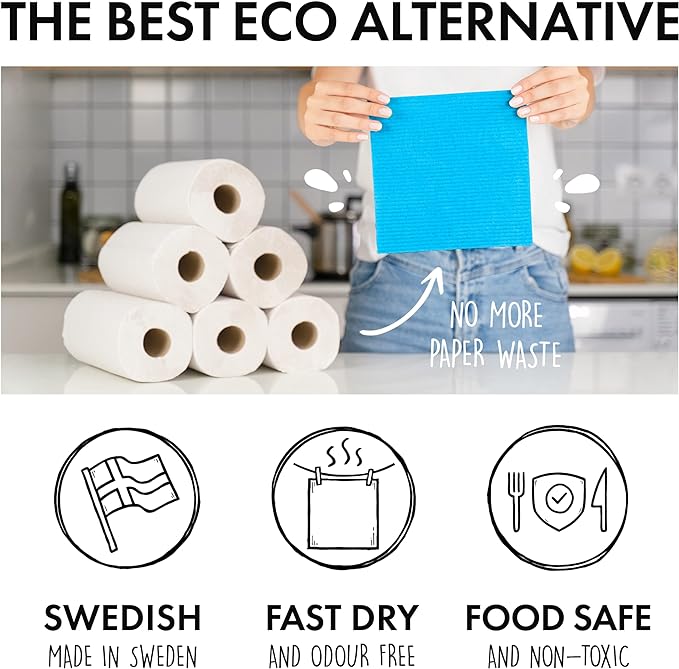 SUPERSCANDI Swedish Dishcloths Eco Friendly Reusable Sustainable Biodegradable Cellulose Sponge Cleaning Cloths for Kitchen Dish Rags Washing Wipes Paper Towel Replacement Washcloths (6 Pack Pink)