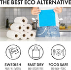 SUPERSCANDI 6 Pack Swedish Dishcloths for Kitchen - 100% Biodegradable & Compostable Reusable Paper Towels Washable, Food-Safe & Without Plastic - Dish Rags Suitable for Any Surface, Apple Green