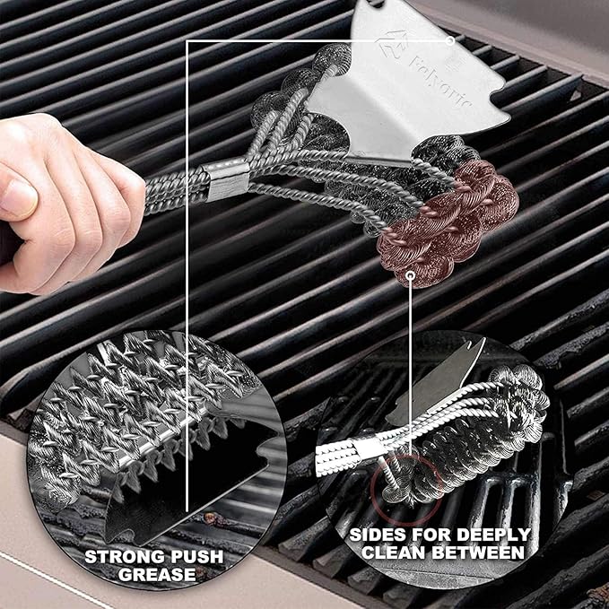 Grill Brush and Scraper Bristle -18" Stainless BBQ Brush for Grill Cleaning Kit,3 in 1 Grill Accessories, Grill Cleaner for Outdoor Grill,&1 Pack Grill Scraper Tool