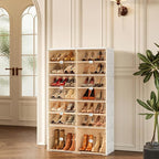 ANTBOX Portable Shoe Rack Organizer for Closet Entryway, Stackable Sneaker Storage Shoe Cabinet with Magnetic Clear Door, Large Plastic Storage containers Bins with Lids 7 Tiers 28 Pairs