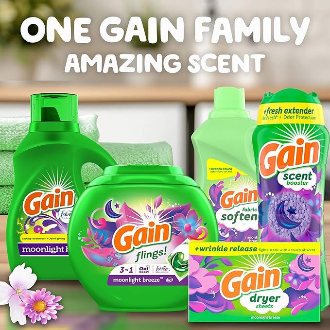 Gain In-Wash Laundry Scent Booster Beads, Moonlight Breeze Scent, 24.0 OZ, Fresh Extender + Odor Protection