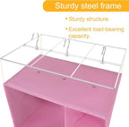Libeder Shoe Organizer for Closet, 15 Shelf Hanging Closet Storage Shelves - 10 Shoe Rack Organizer and 5 Compartment for Clothes with 6 Side Mesh Pockets for Scarves Socks,Gloves Pink