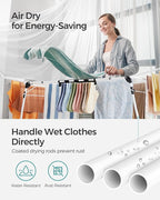 SONGMICS Clothes Drying Rack Foldable, Gullwing Laundry Drying Rack, Space-Saving, 22.2 x 68.1 x 38 Inches, Sock Clips, Metal Structure, for Clothes, Towels, Linens, Indoor, Outdoor White ULLR518W01