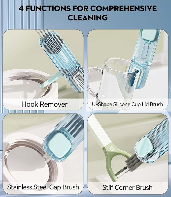 4 in 1 Cup Lid Gap Cleaning Brush, Multifunctional Insulation Bottle Cleaning Tools, Mutipurpose Tiny Silicone Cup Holder Cleaner, Home Kitchen Cleaning Tools