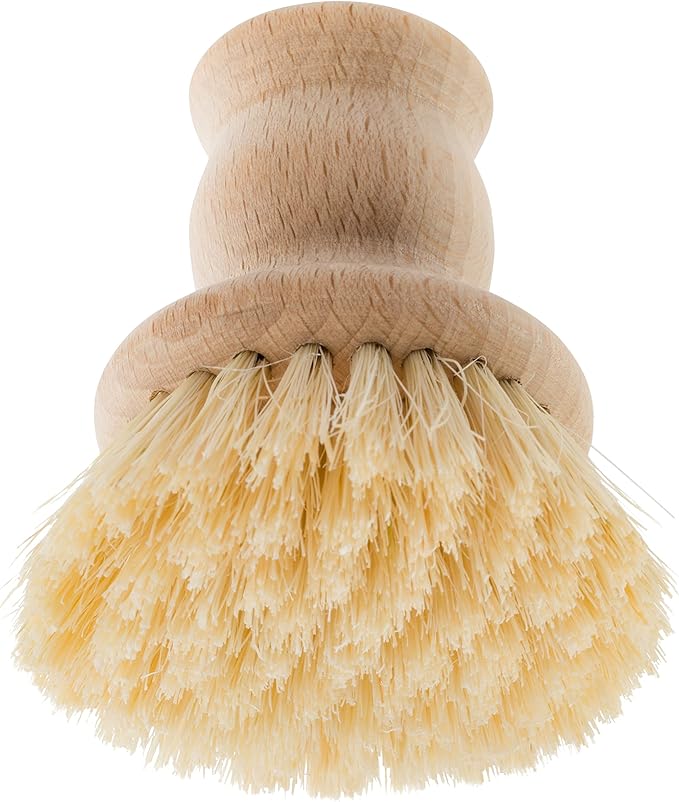 Redecker Tampico Fiber Pot Brush with Untreated Beechwood Handle, Set of 2, 2-1/2-inch Diameter, Made in Germany