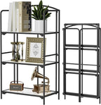 Crofy No Assembly Folding Bookshelf for Living Room, 3 Tier Black Collapsible Book Shelf for Home Office, Portable Bookcase Storage Organizer