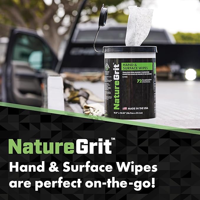 NatureGrit Hand & Surface Wipes: Heavy Duty Grease & Grime Removal, Degreaser Wipes for Mechanics, Workshop Use (1)