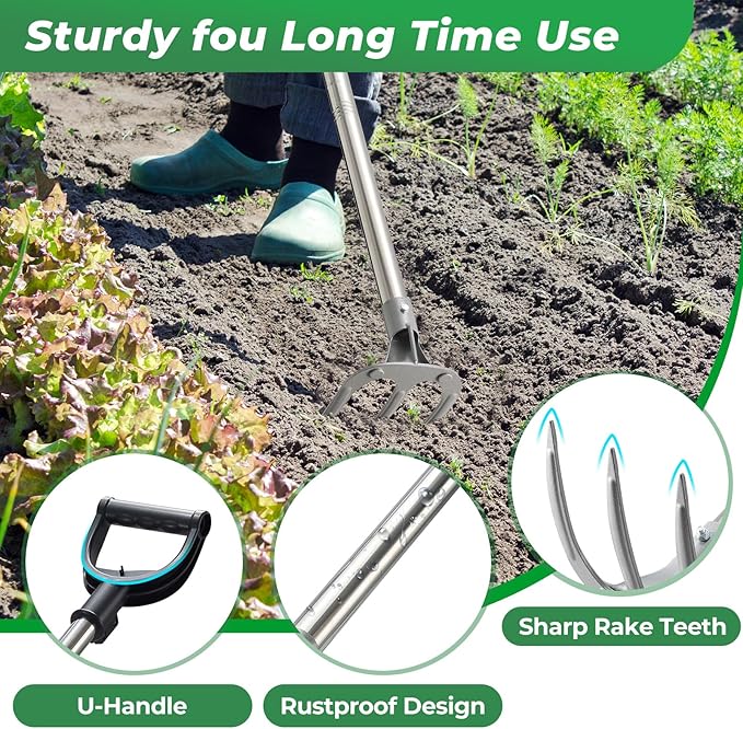 Professional Garden Hoe 49 Inch Long with Adjustable Long Handle - Heavy Duty Weeding & Cultivating Tool for Gardening, Lawn, and Yard Work