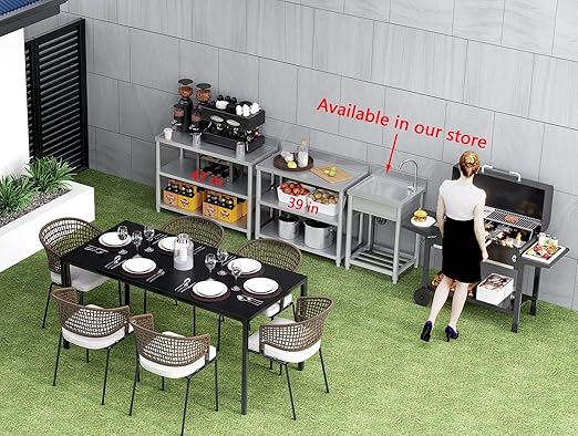 Heavy Duty Free Standing Stainless-Steel Commercial Restaurant Kitchen Work Table, Prep & Utility Workbench with Double Storage Shelves Rack Indoor Outdoor (47.2in)