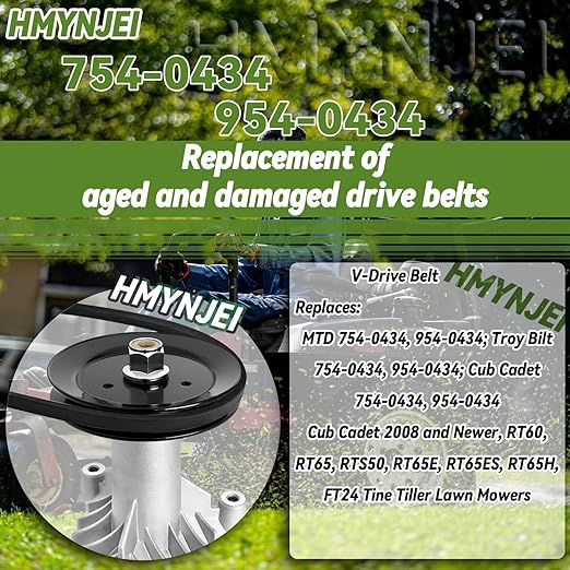 754-0434 954-0434 Drive Belt for MTD Cub Cadet RT60 RT65 RTS50 RT65E RT65ES RT65H FT24 Garden Tillers Lawn Mowers, 2009 and Newer, Replaces 754 0434 954 0434
