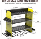 Power Tool Organizer with Charging Station, 4 Layers Drill Holder Wall Mount,Metal Garage Rack with 10A Power Strip,Tool Shelves with Hooks,Drill Bit Storage, for Men Dad (Green&Black)